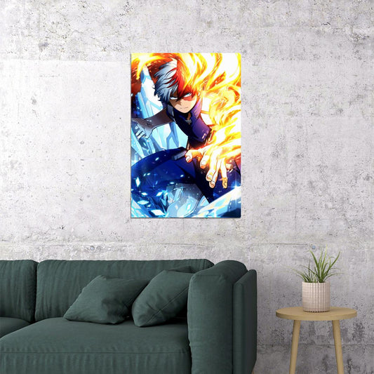 Shoto Todoroki My Hero Academia Fire And Ice Poster Wall Art Print Home Wall Decor - xonomax