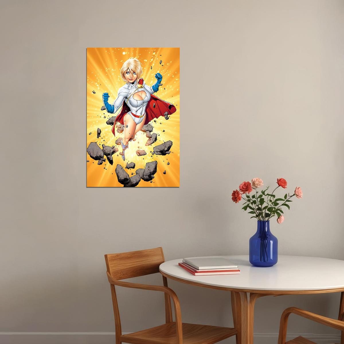 Power Girl Flying In The Sky Poster Wall Art Print Home Wall Decor