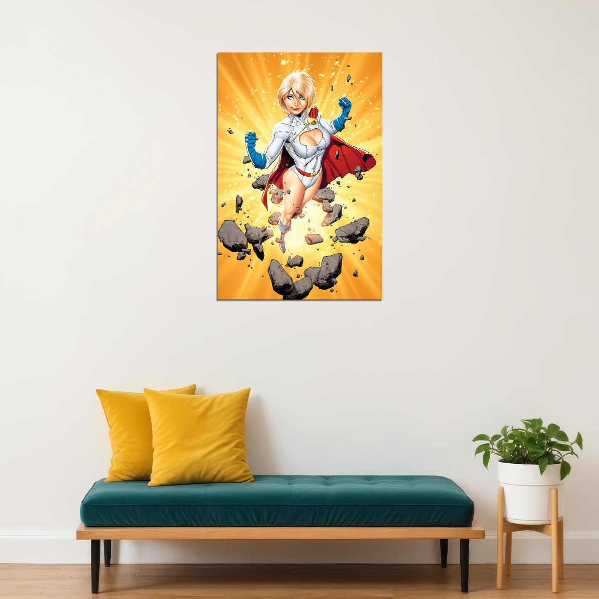Power Girl Flying In The Sky Poster Wall Art Print Home Wall Decor