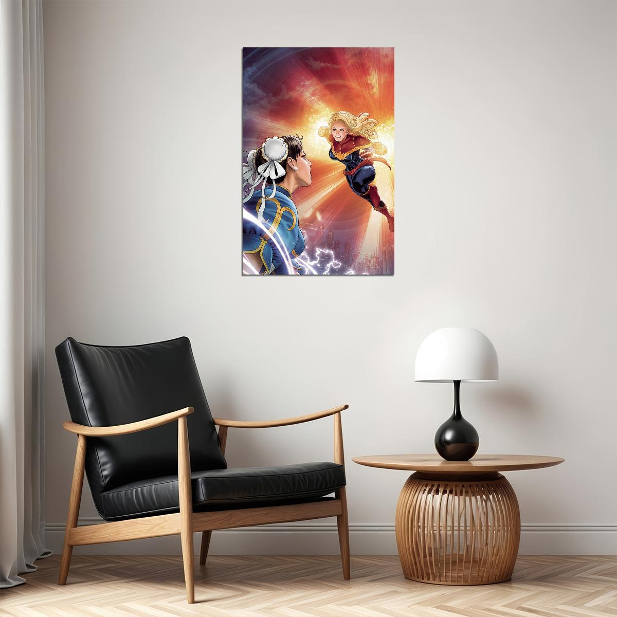 Captain And Chun Li Street Fighter Poster Wall Art Print Home Wall Decor - xonomax