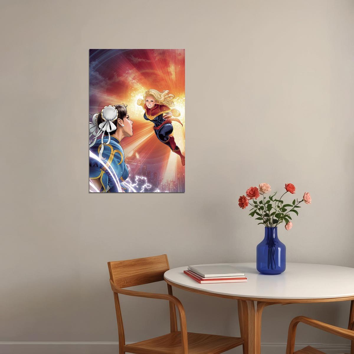 Captain And Chun Li Street Fighter Poster Wall Art Print Home Wall Decor - xonomax