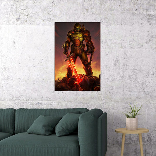 Doom Eternal Video Game Doomguy Hill Poster Wall Art Print Home Wall Decor - xonomax
