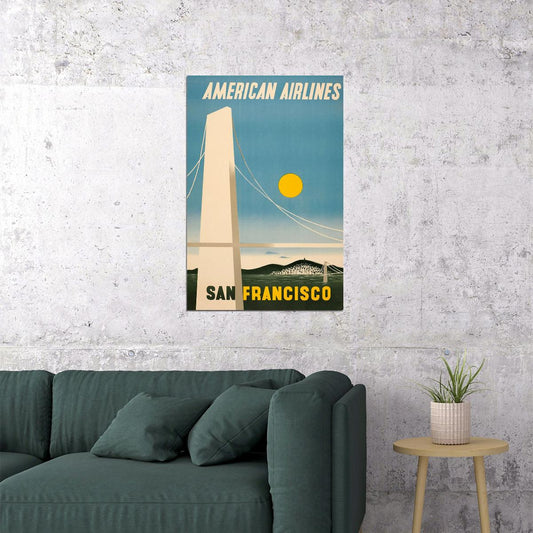 American Airlines San Francisco Vintage Travel Poster Wall Art Print Home Wall Decor - xonomax