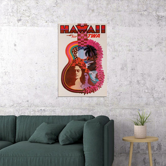 Twa Airlines Hawaii Vintage Travel Poster Wall Art Print Home Wall Decor - xonomax