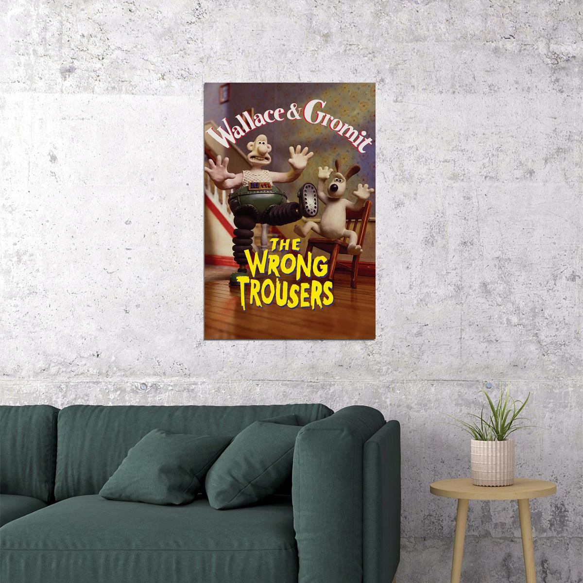Wallace And Gromit The Wrong Trousers Anime Short Movie Poster Wall Art Print Home Wall Decor