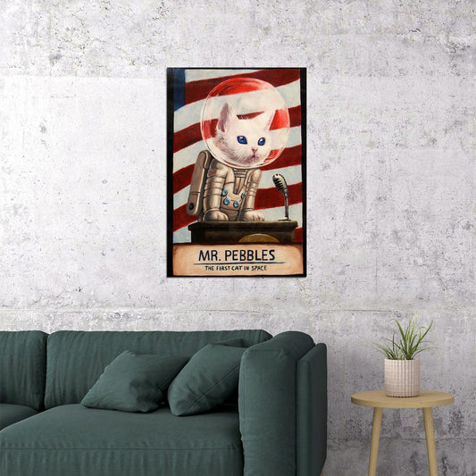 Mr Pebbles The First Cat In Space Cartoon Character Poster Wall Art Print Home Wall Decor - xonomax