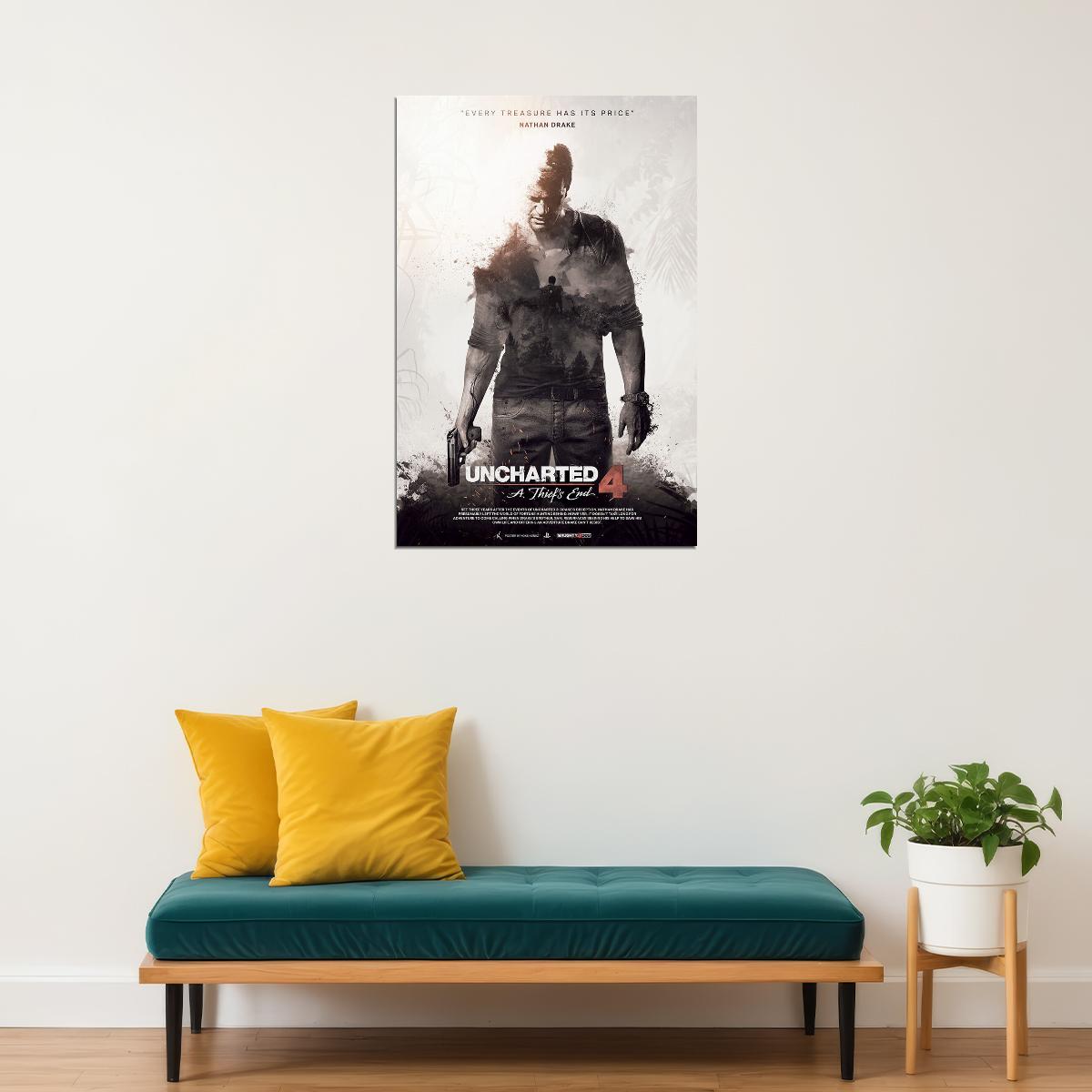 Uncharted 4 A Thiefs End New Game Video Game Poster Wall Art Print Home Wall Decor