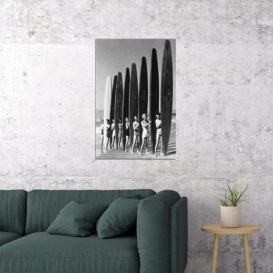 Black White Beach Surf Girls Cute Beauty Womans Poster Wall Art Print Home Wall Decor - xonomax