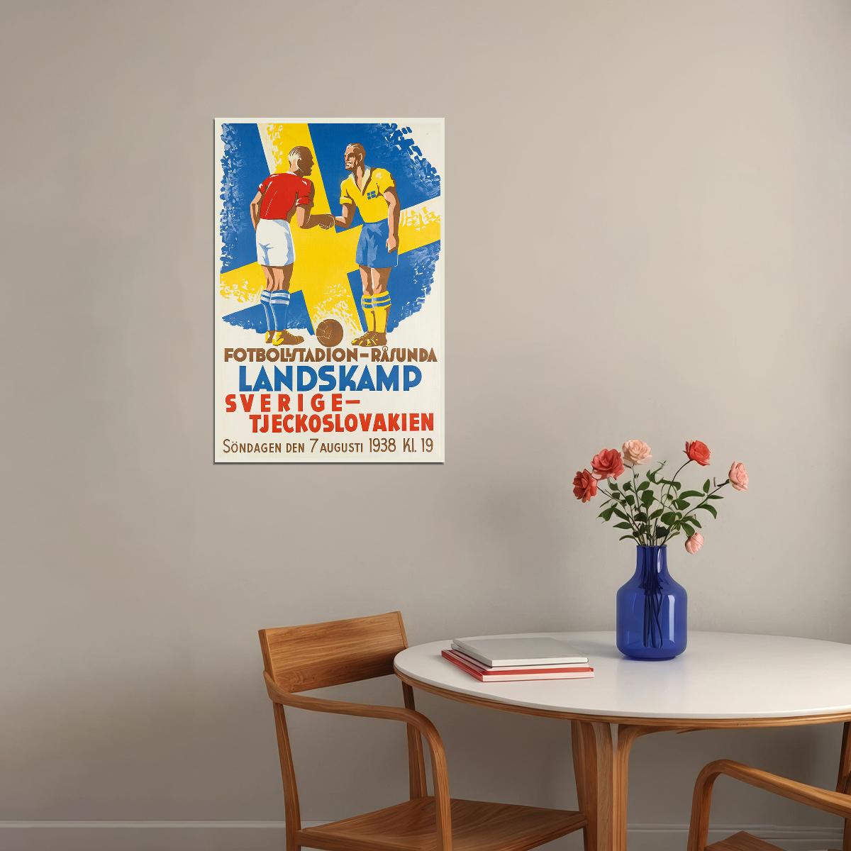 Sweden Czechoslovakia International Match Football Stadium Poster Wall Art Print Home Wall Decor - xonomax