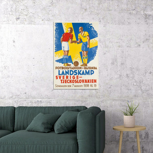 Sweden Czechoslovakia International Match Football Stadium Poster Wall Art Print Home Wall Decor - xonomax