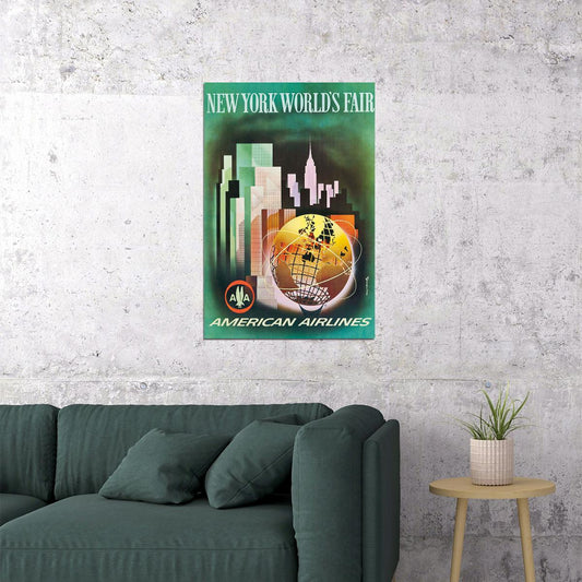 American Airlines New York World's Fair 1964 Vintage Poster Wall Art Print Home Wall Decor - xonomax