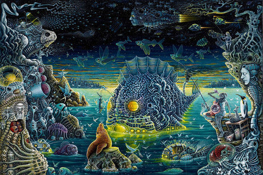 Drugs Trippy Ocean Night Fish Hallucinogen Poster Wall Art Print Home Wall Decor - xonomax