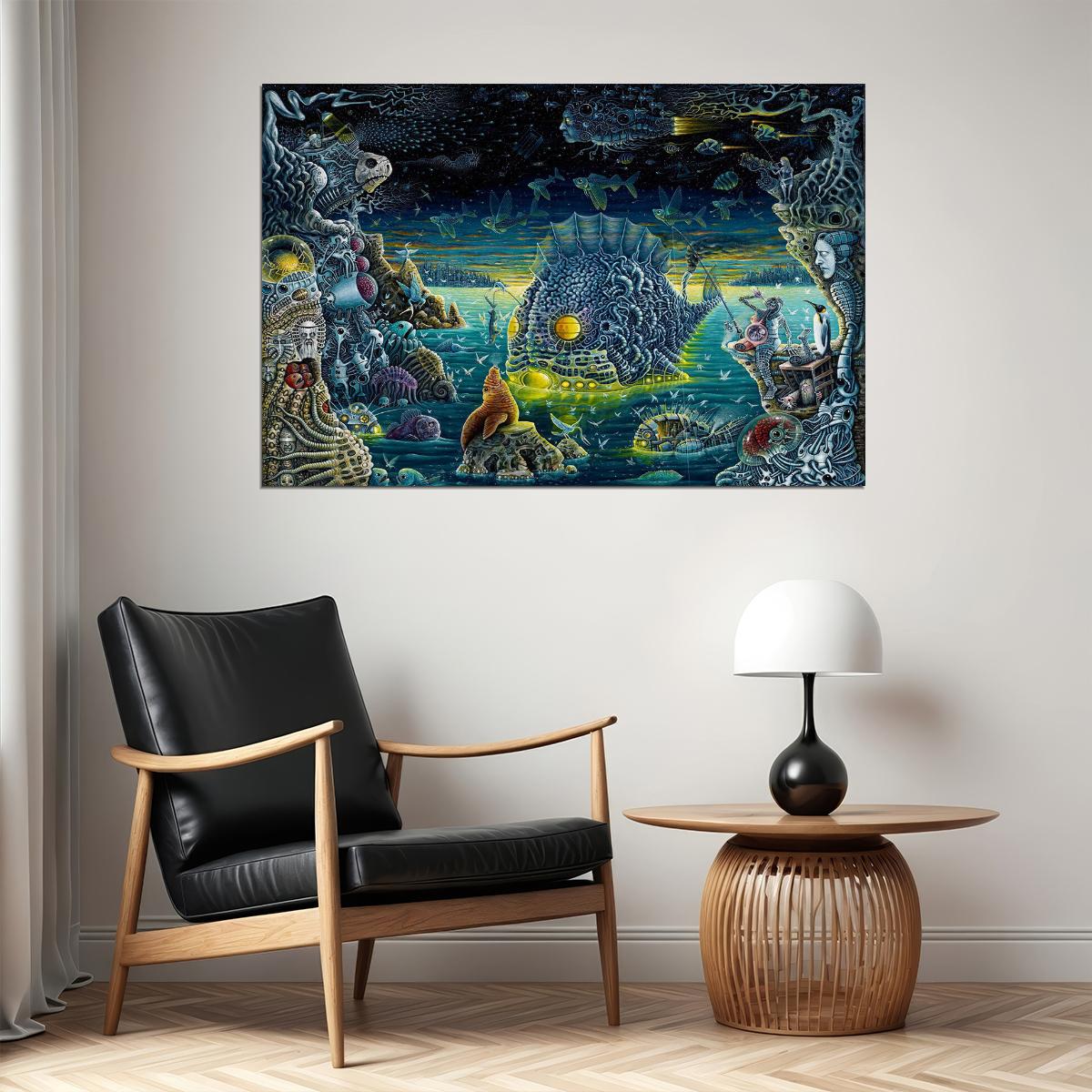 Drugs Trippy Ocean Night Fish Hallucinogen Poster Wall Art Print Home Wall Decor - xonomax