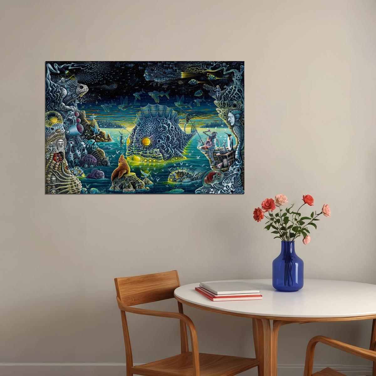 Drugs Trippy Ocean Night Fish Hallucinogen Poster Wall Art Print Home Wall Decor