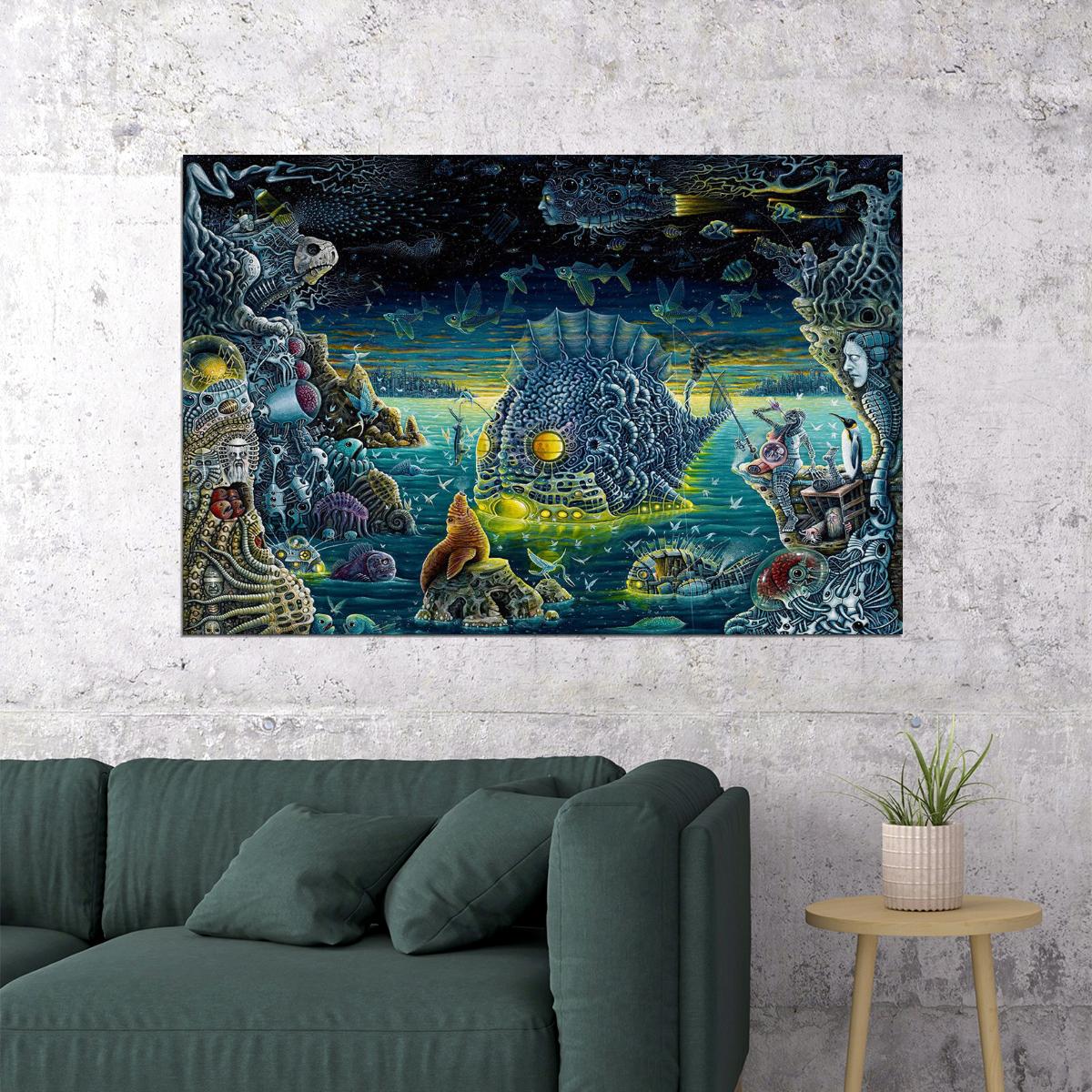 Drugs Trippy Ocean Night Fish Hallucinogen Poster Wall Art Print Home Wall Decor - xonomax