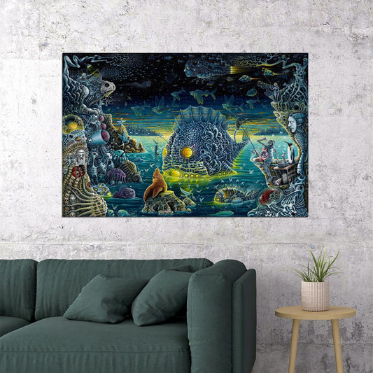 Drugs Trippy Ocean Night Fish Hallucinogen Poster Wall Art Print Home Wall Decor - xonomax