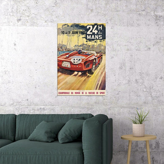 24 Hours Le Mans 1961 Vintage Racing Travel Auto Poster Wall Art Print Home Wall Decor - xonomax