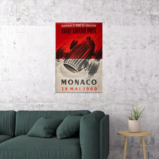 Monaco Grand Prix 1960 Vintage Racing Travel Auto Poster Wall Art Print Home Wall Decor - xonomax
