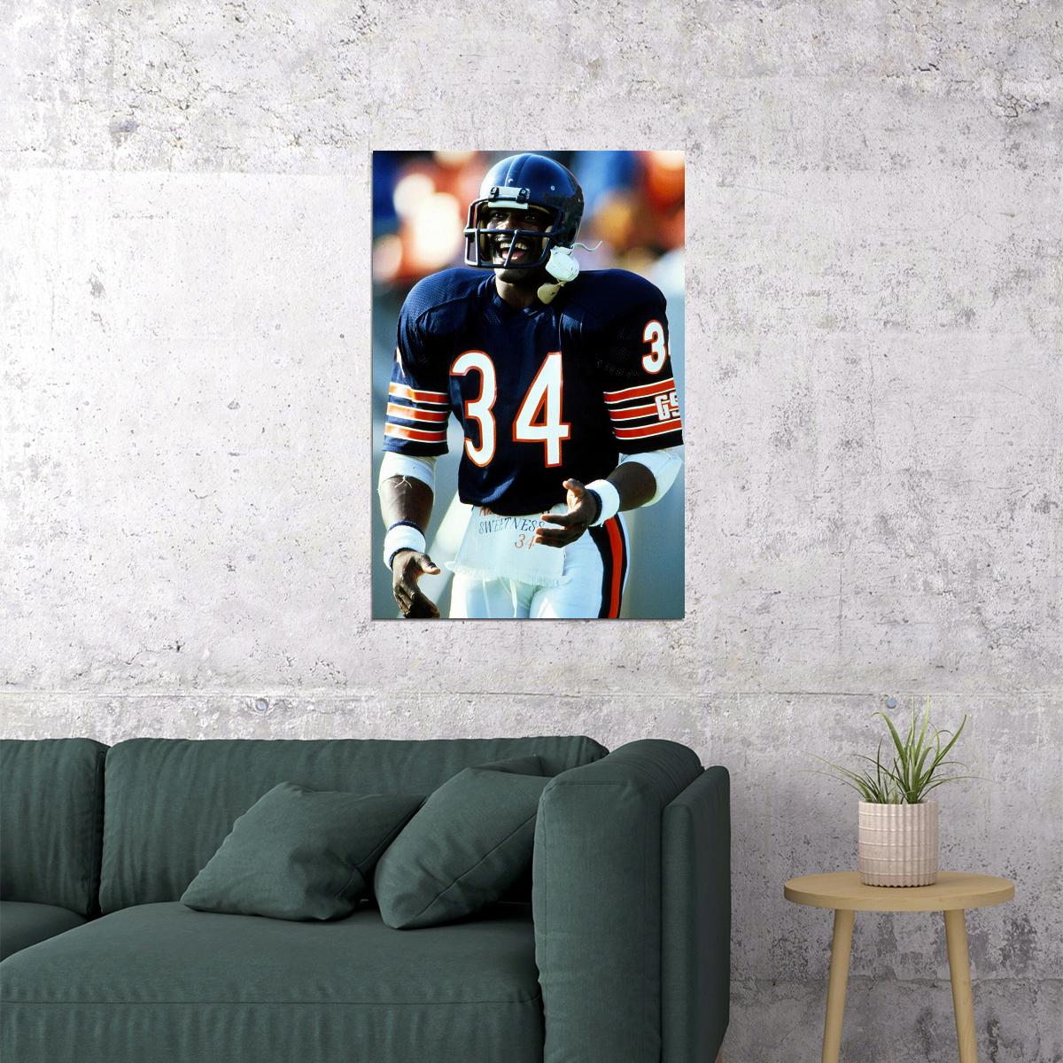 Walter Payton Chicago American Football Player Poster Wall Art Print Home Wall Decor - xonomax