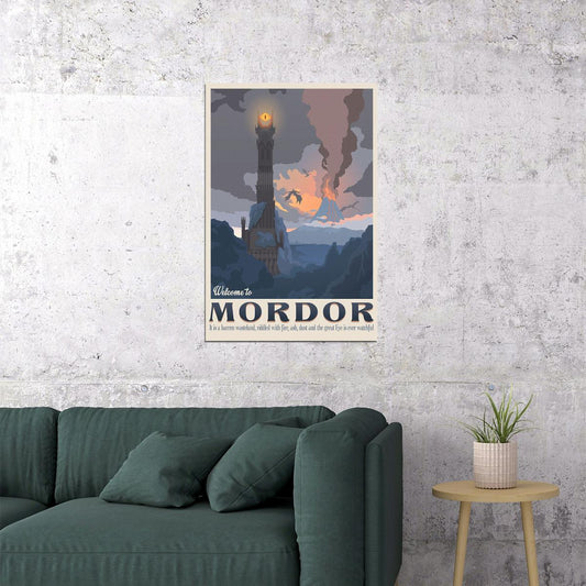 Lord Of The Rings Movie Action Welcome To Mordor Travel Poster Wall Art Print Home Wall Decor - xonomax