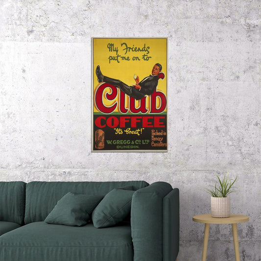 1920s Club Coffee It's Great! Vintage Style Poster Wall Art Print Home Wall Decor - xonomax