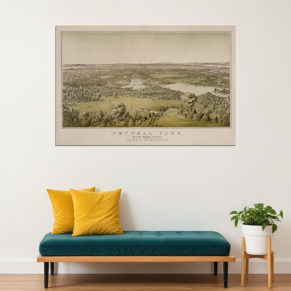 Central Park New York 1859 Historic Panoramic Town Map Poster Wall Art Print Home Wall Decor - xonomax