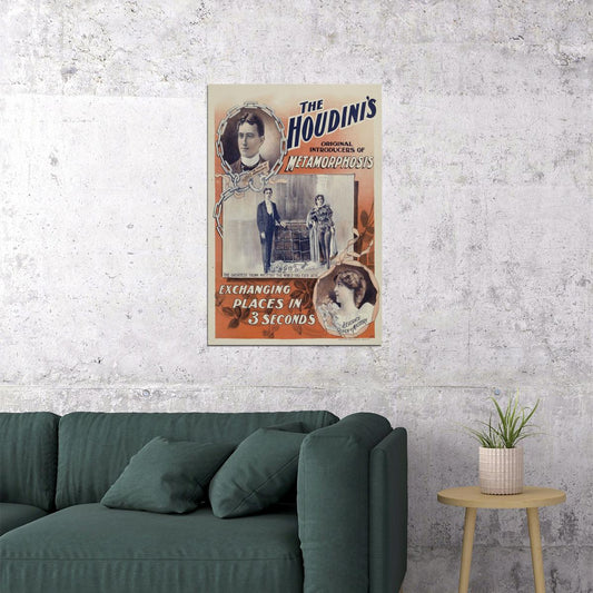 The Houdini's Metamorphosis 1895 Vintage Style Magic Poster Wall Art Print Home Wall Decor - xonomax