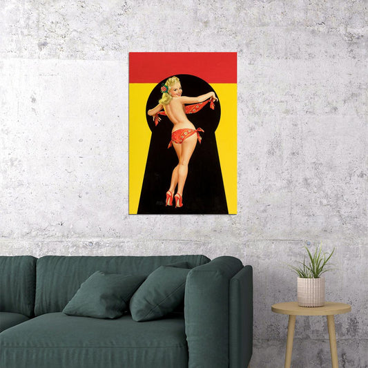 Keyhole Bandana 1951 Vintage Driben American Girl Pin-up Poster Wall Art Print Home Wall Decor - xonomax