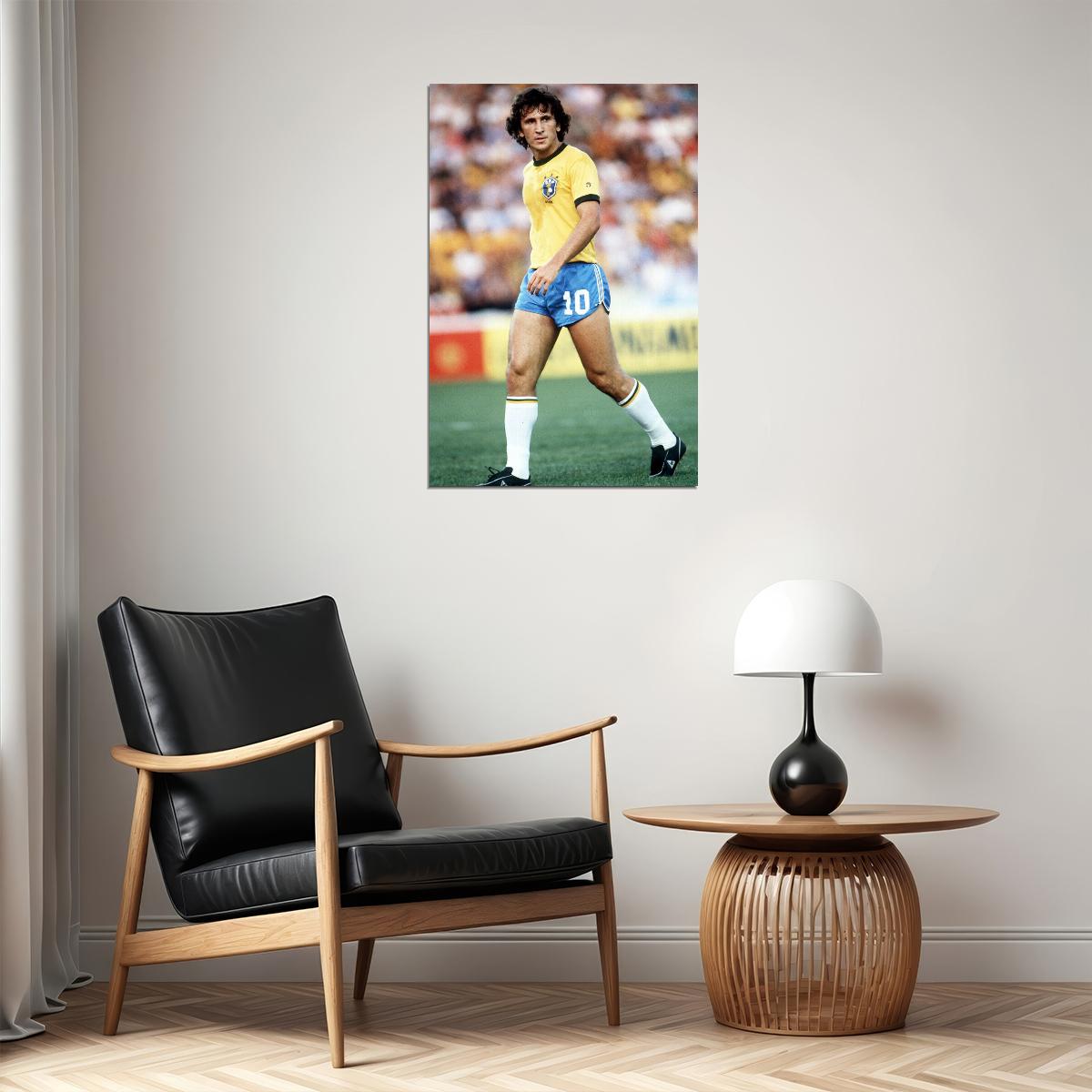 Arthur Antunes Coimbra Zico Brazilian Football Player Poster Wall Art Print Home Wall Decor - xonomax