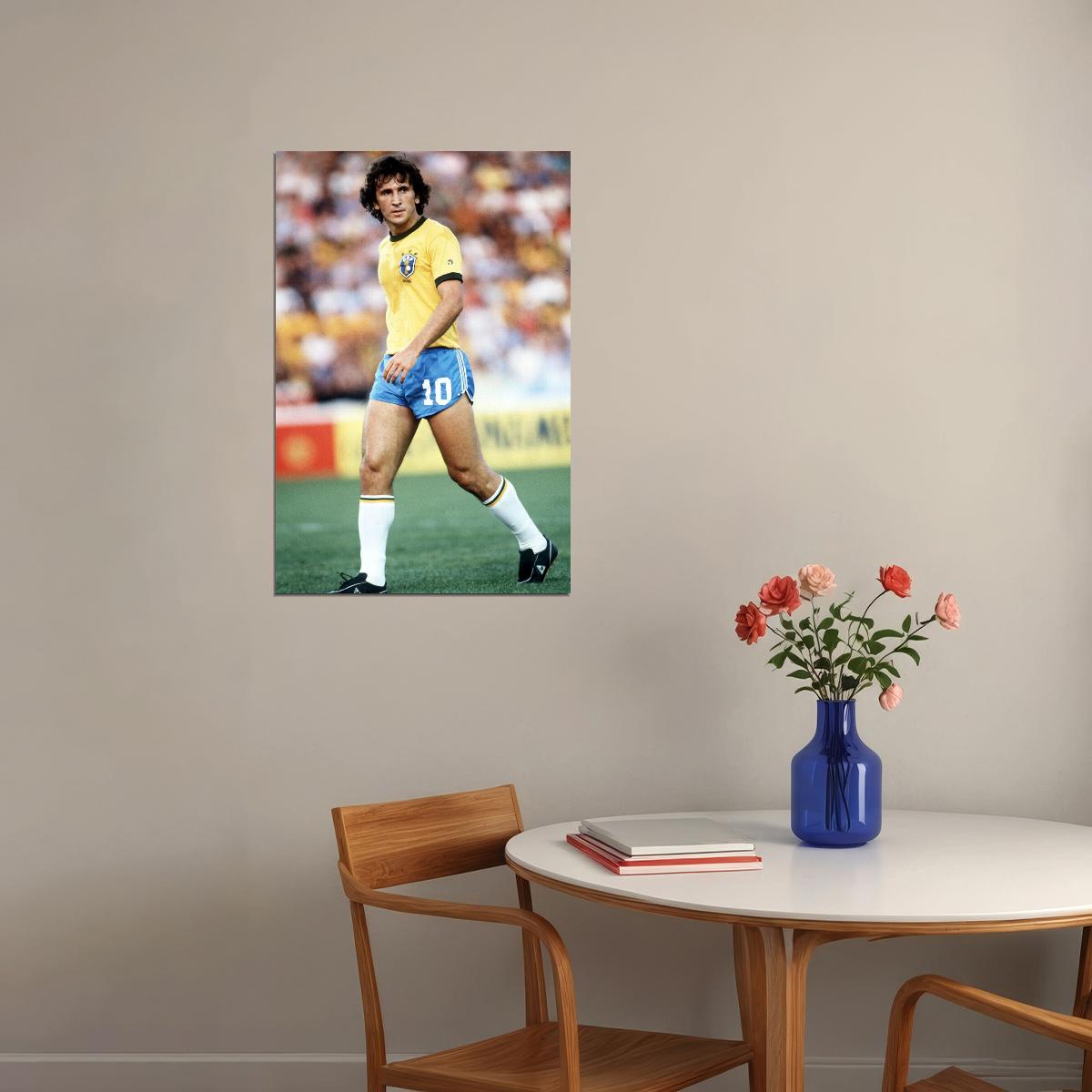 Arthur Antunes Coimbra Zico Brazilian Football Player Poster Wall Art Print Home Wall Decor - xonomax