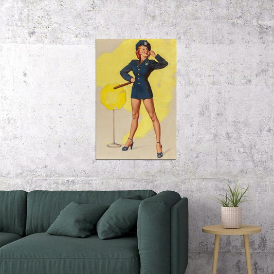1940's Pin-up Police Woman A Real Stopper Poster Wall Art Print Home Wall Decor - xonomax