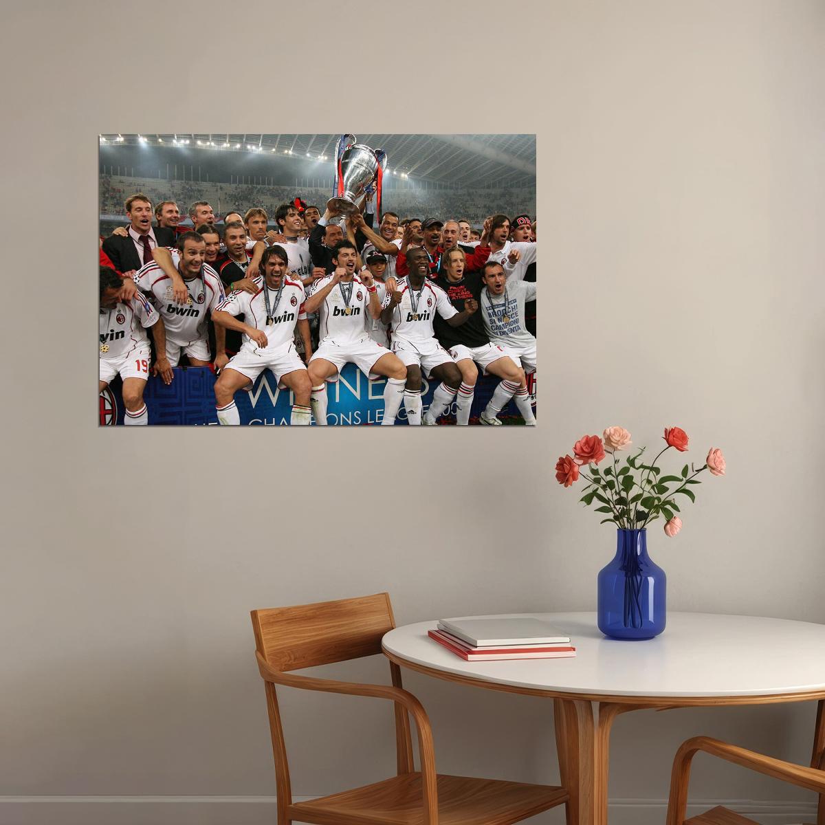 2007 Champions League Winners Soccer Ac Milan Poster Wall Art Print Home Wall Decor - xonomax