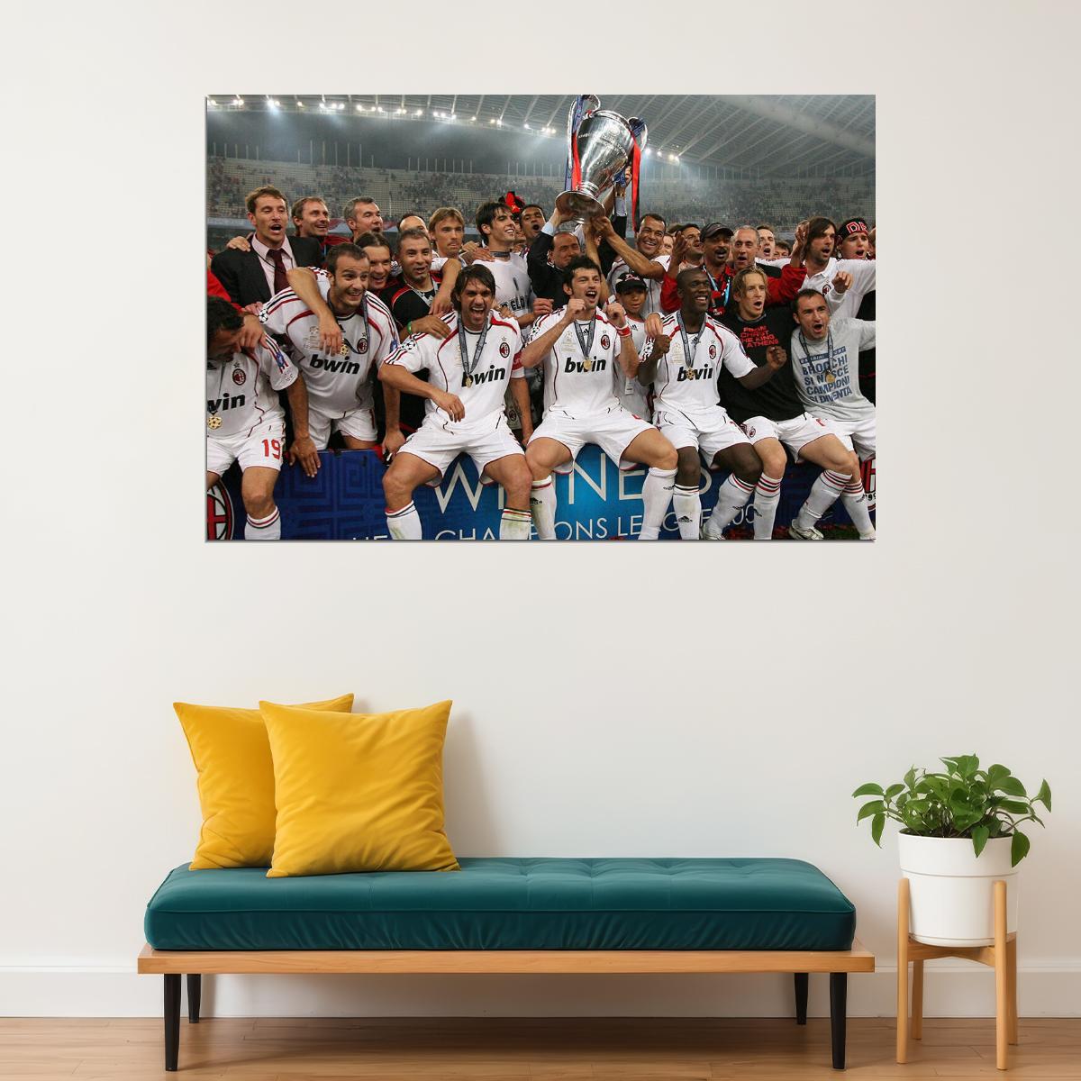 2007 Champions League Winners Soccer Ac Milan Poster Wall Art Print Home Wall Decor - xonomax