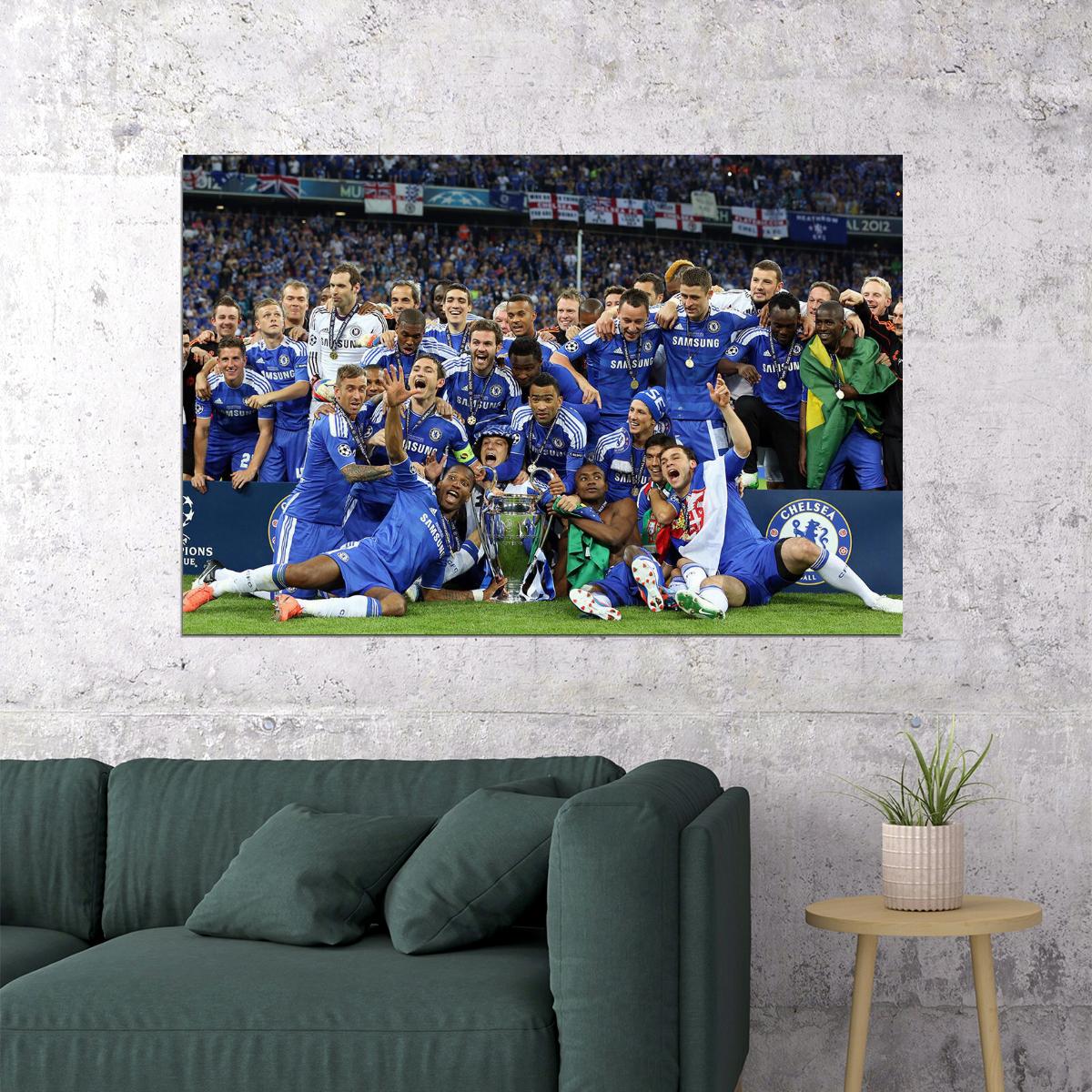 2011-12 Champions League Winners Soccer Chelsea Poster Wall Art Print Home Wall Decor - xonomax