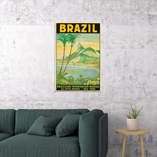 1930s Brazil Rio De Janeiro Bay Vintage Style Travel Poster Wall Art Print Home Wall Decor - xonomax
