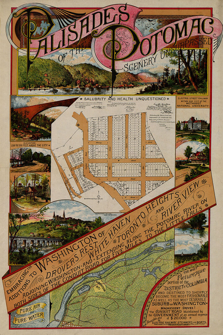 Palisades Of The Potomac Suburban Land Map Washington Dc Poster Wall Art Print Home Wall Decor