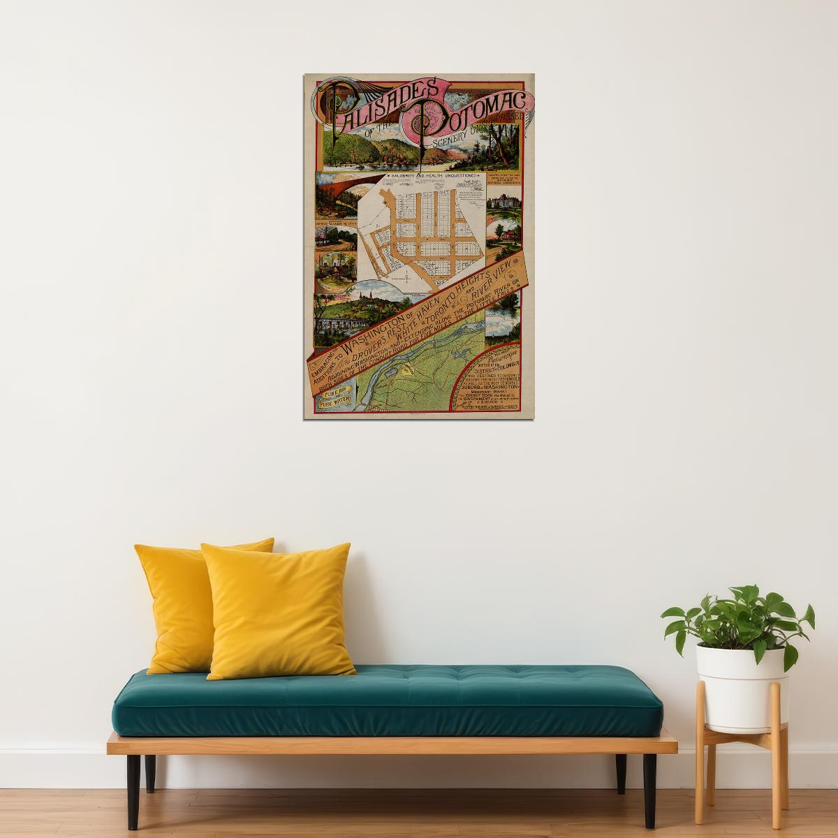 Palisades Of The Potomac Suburban Land Map Washington Dc Poster Wall Art Print Home Wall Decor