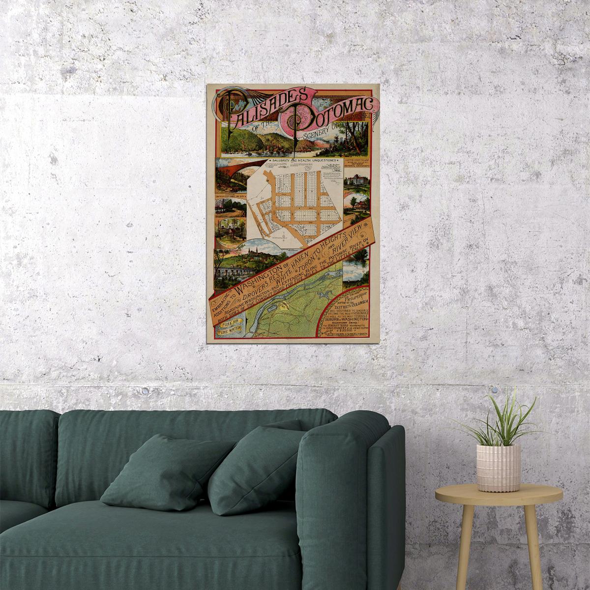 Palisades Of The Potomac Suburban Land Map Washington Dc Poster Wall Art Print Home Wall Decor