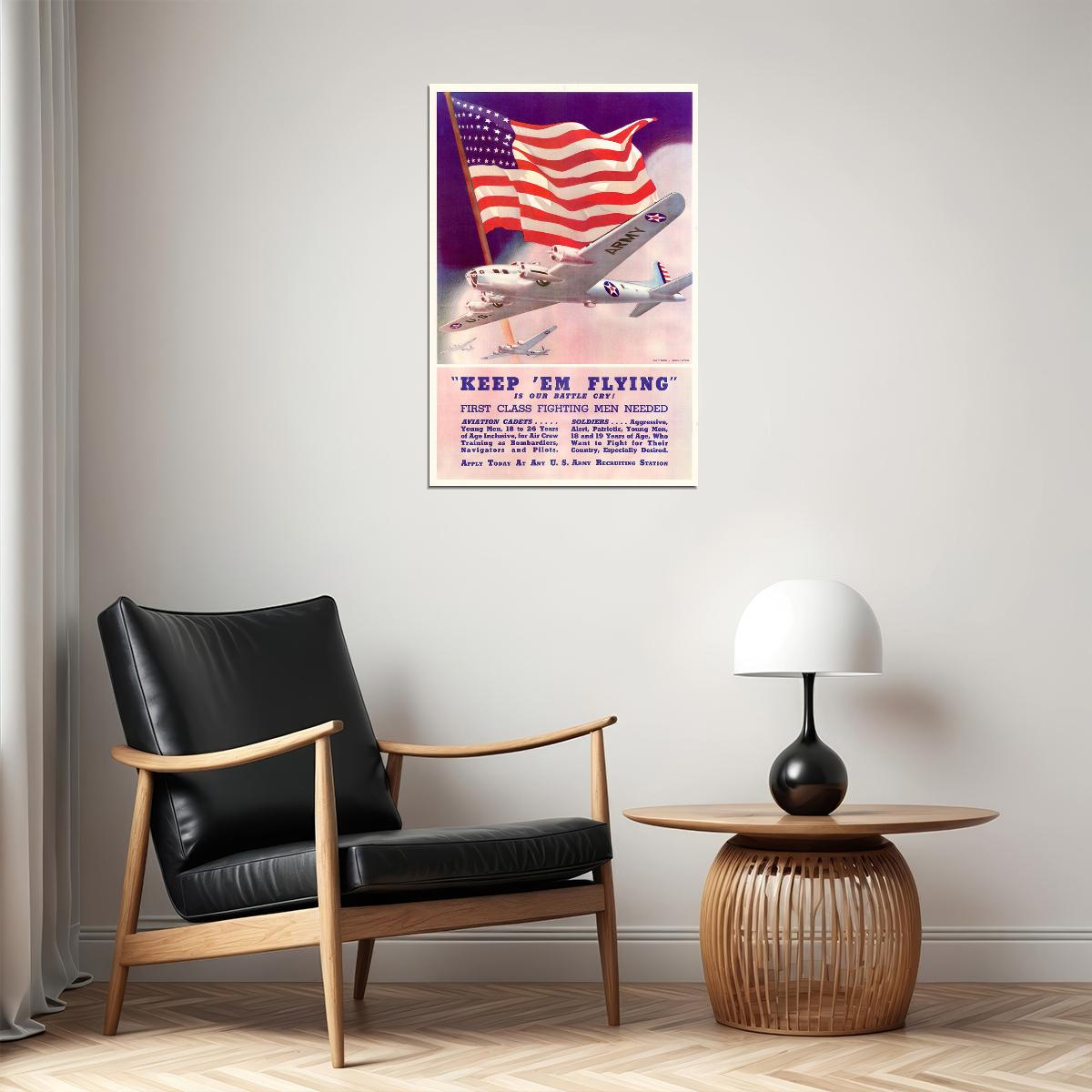 Keep Em Flying Us Army Air Corps Ww2 War Poster Wall Art Print Home Wall Decor