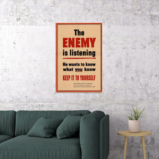 The Enemy Is Listening Vintage Style Ww2 Spying Poster Wall Art Print Home Wall Decor - xonomax