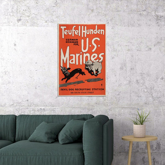 Devil Dog Us Marines 1917 Wwi Us Marines Recruting Poster Wall Art Print Home Wall Decor - xonomax