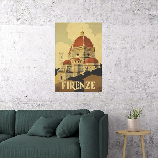 Florence Italy Duomo 1930s Italian Vintage Style Travel Poster Wall Art Print Home Wall Decor - xonomax