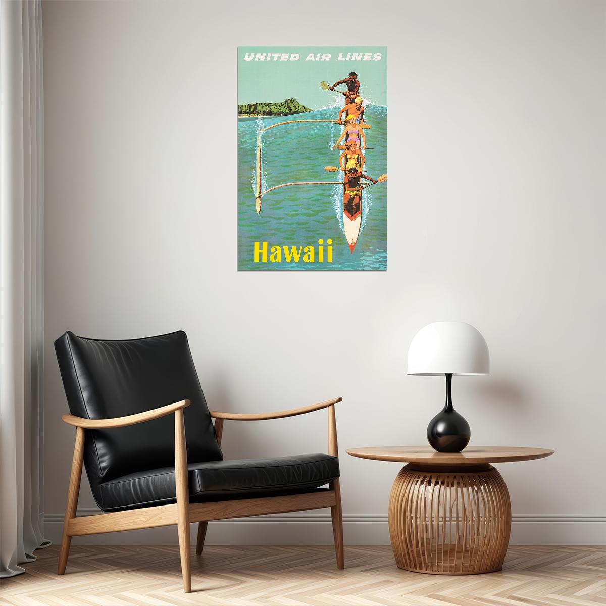 Hawaii 1960s Classic Vintage Style Hawaiian Travel Poster Wall Art Print Home Wall Decor