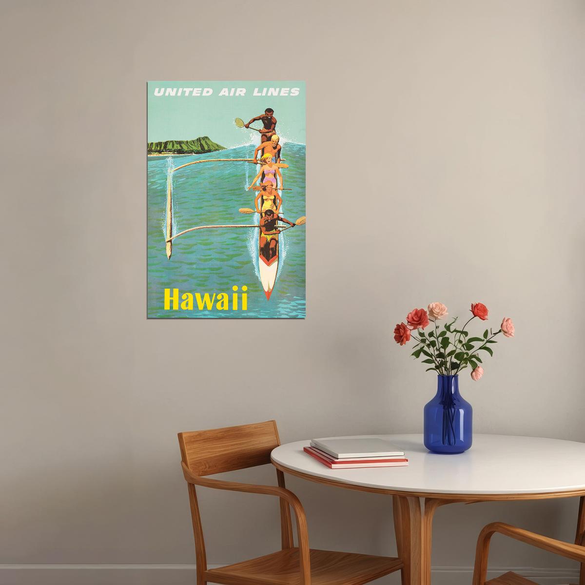 Hawaii 1960s Classic Vintage Style Hawaiian Travel Poster Wall Art Print Home Wall Decor