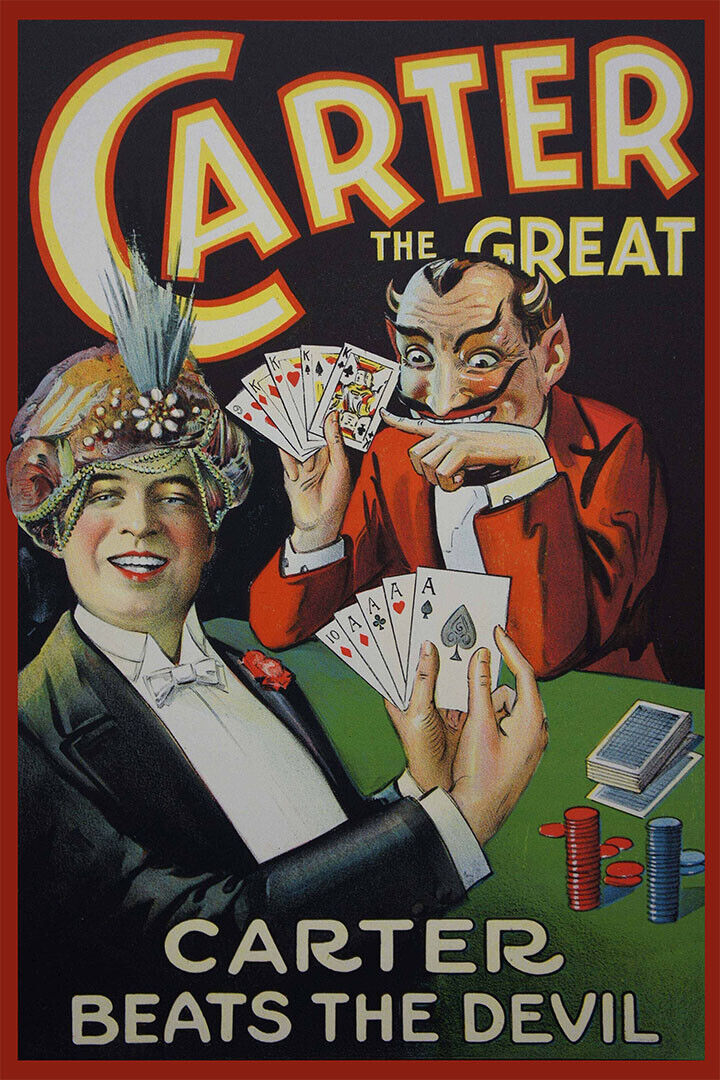 Carter Beats The Devil Poker Game 1920s Classic Magic Poster Wall Art Print Home Wall Decor - xonomax