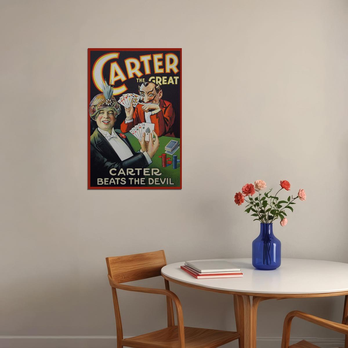 Carter Beats The Devil Poker Game 1920s Classic Magic Poster Wall Art Print Home Wall Decor - xonomax