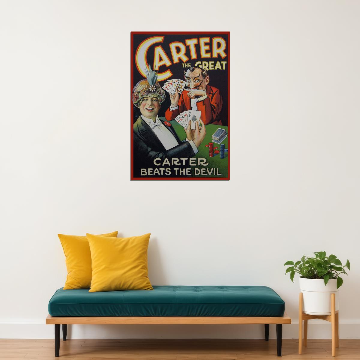 Carter Beats The Devil Poker Game 1920s Classic Magic Poster Wall Art Print Home Wall Decor - xonomax