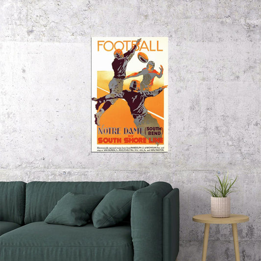 Notre Dame Football Fighting Irish 1920s Vintage College Poster Wall Art Print Home Wall Decor - xonomax
