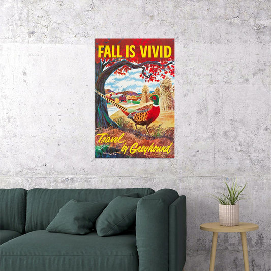 Fall Is Vivid Pheasant 1960s Vintage Travel Poster Wall Art Print Home Wall Decor - xonomax