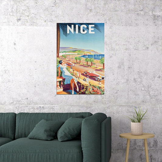 Nice France 1930s Vintage French Riviera Beach Travel Poster Wall Art Print Home Wall Decor - xonomax